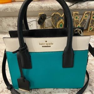 Kate Spade leather handbag teal/black/white